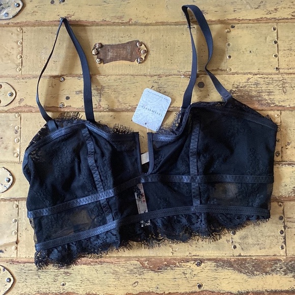 🎉❤️HOST PICK❤️🎉 FREE PEOPLE STRE BOHO ETHEREAL LACE BUSTIER TOP LACE BRA TOP S - Picture 13 of 15